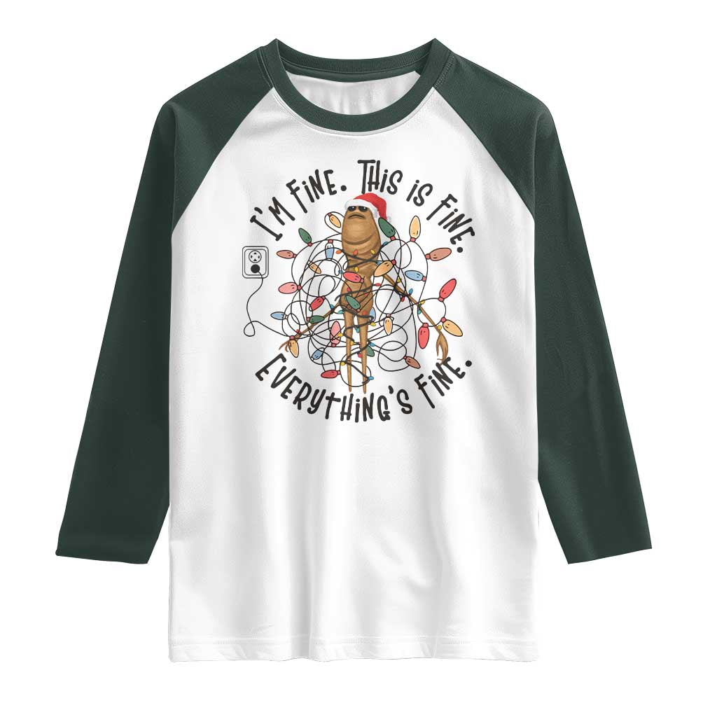 Marcus The Worm Christmas Meme Raglan Shirt I'm Fine Everything is Fine - Wonder Print Shop