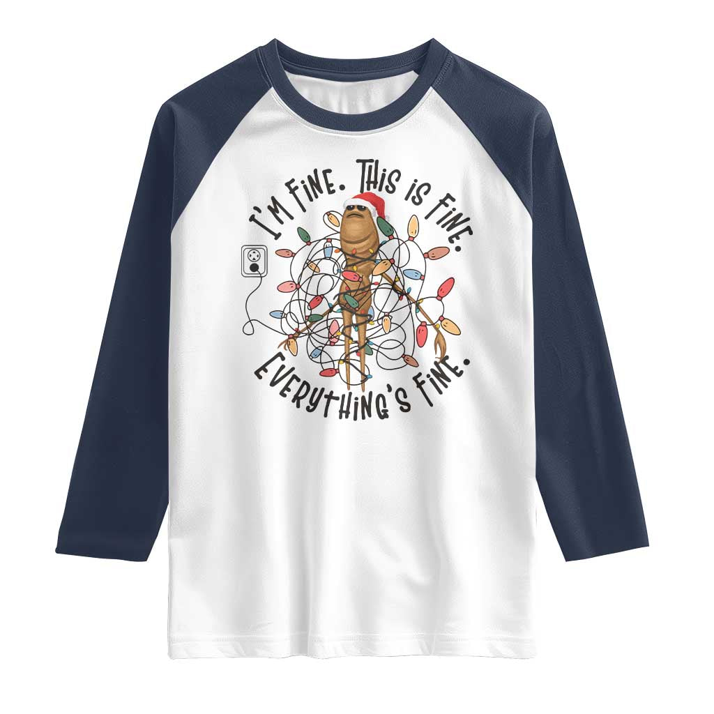Marcus The Worm Christmas Meme Raglan Shirt I'm Fine Everything is Fine - Wonder Print Shop