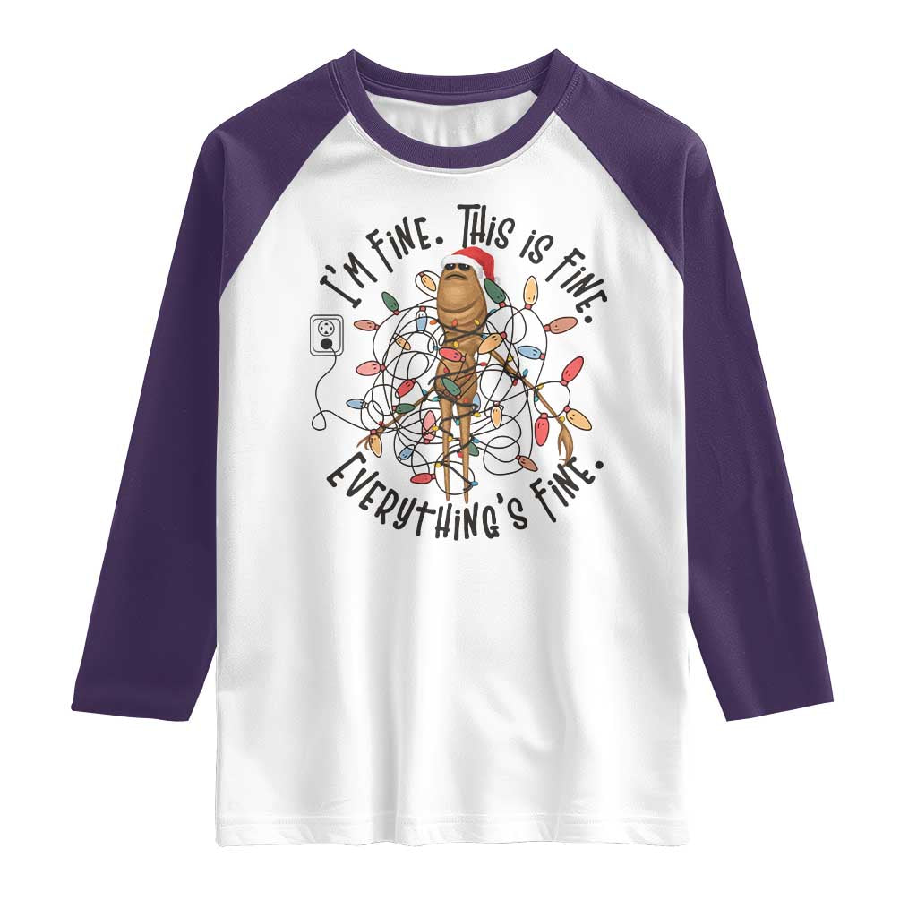 Marcus The Worm Christmas Meme Raglan Shirt I'm Fine Everything is Fine - Wonder Print Shop