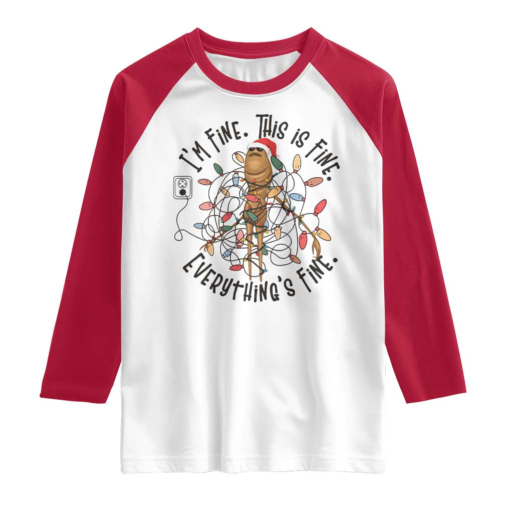 Marcus The Worm Christmas Meme Raglan Shirt I'm Fine Everything is Fine - Wonder Print Shop