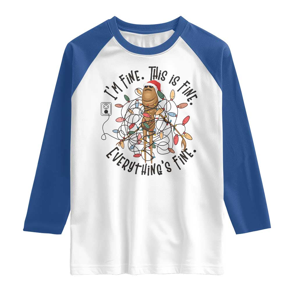 Marcus The Worm Christmas Meme Raglan Shirt I'm Fine Everything is Fine - Wonder Print Shop
