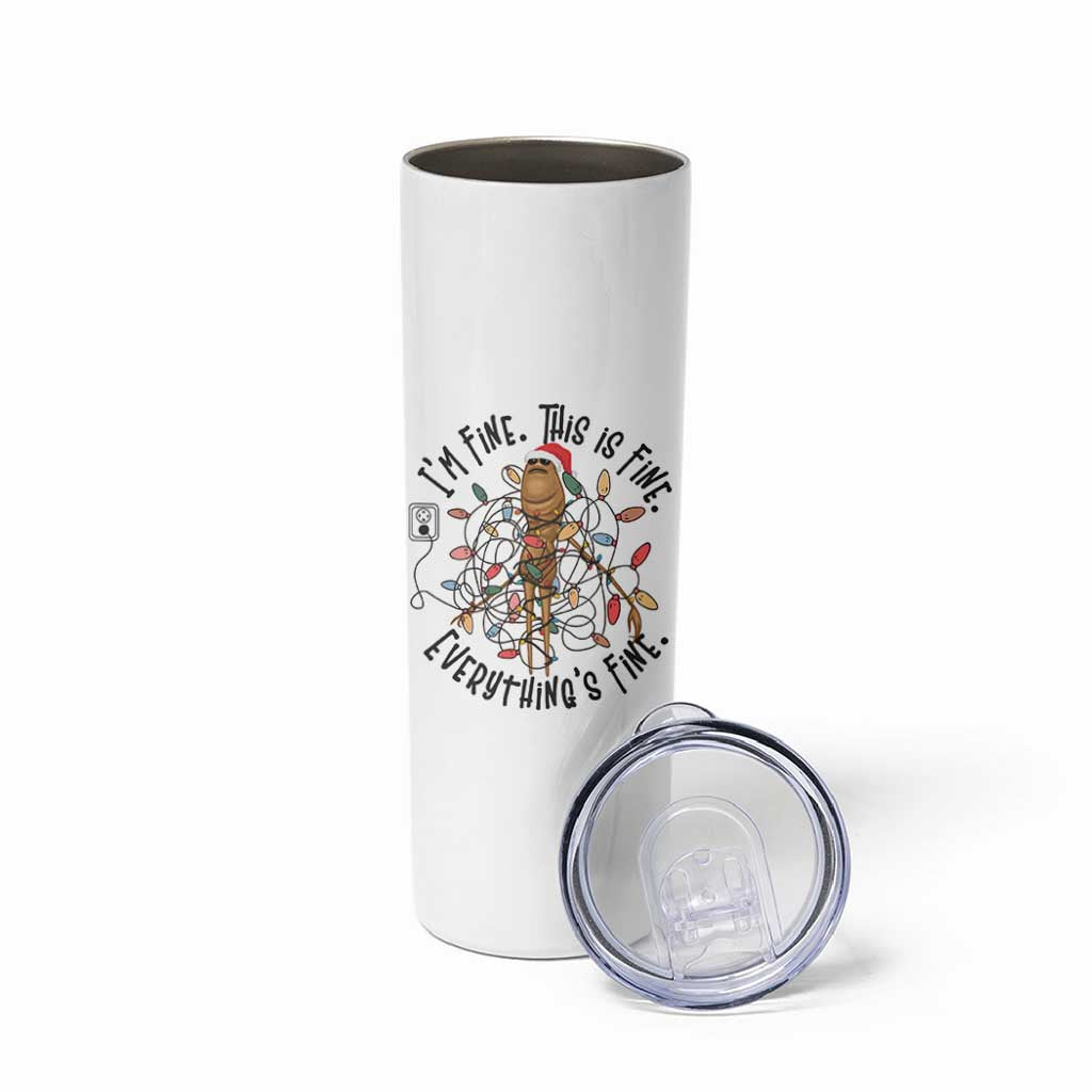 Marcus The Worm Christmas Meme Skinny Tumbler I'm Fine Everything is Fine - Wonder Print Shop
