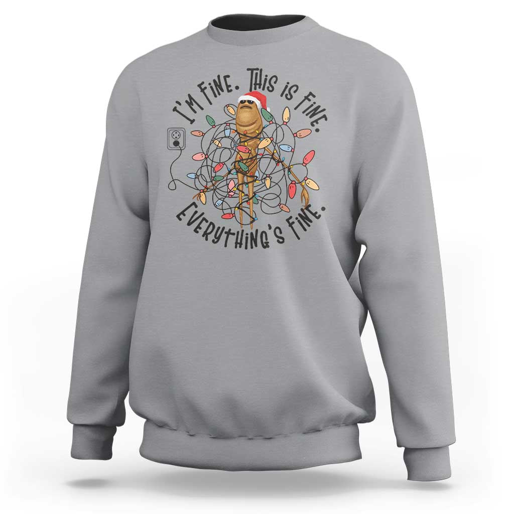 Marcus The Worm Christmas Meme Sweatshirt I'm Fine Everything is Fine - Wonder Print Shop