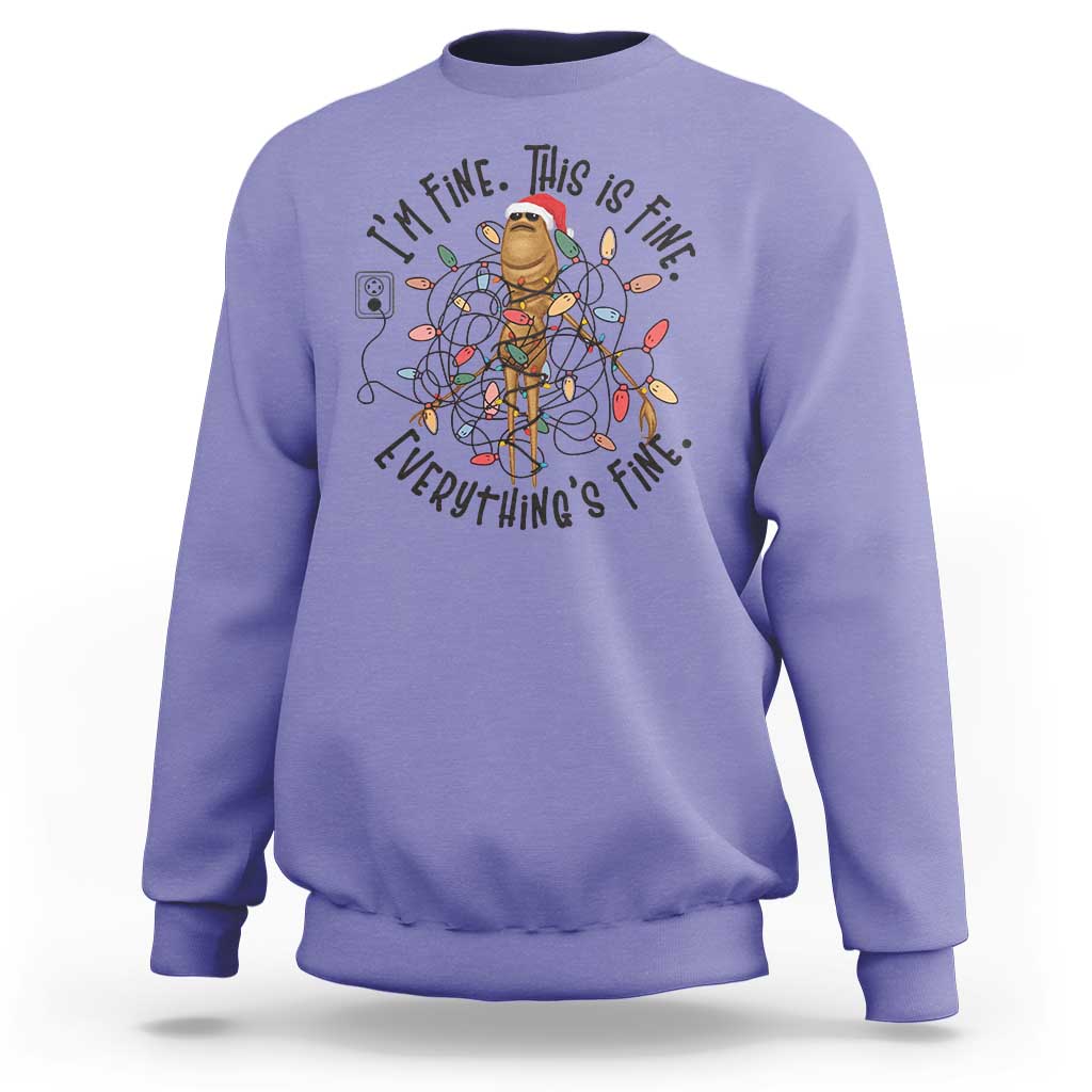 Marcus The Worm Christmas Meme Sweatshirt I'm Fine Everything is Fine - Wonder Print Shop