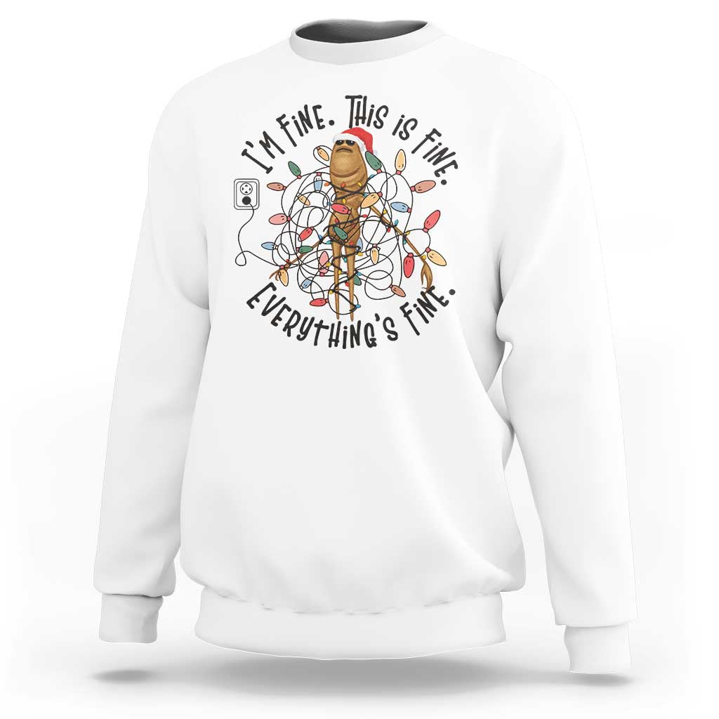 Marcus The Worm Christmas Meme Sweatshirt I'm Fine Everything is Fine - Wonder Print Shop
