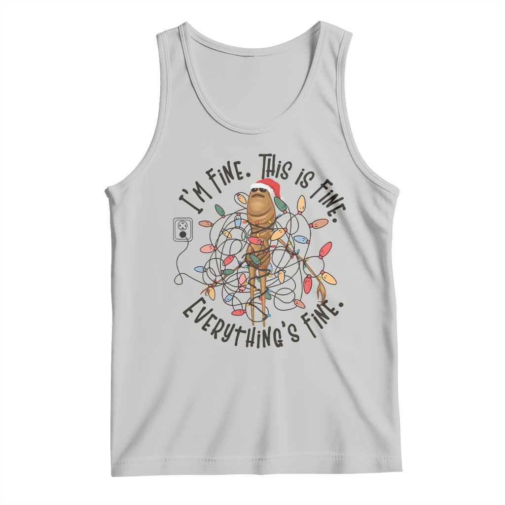 Marcus The Worm Christmas Meme Tank Top I'm Fine Everything is Fine - Wonder Print Shop