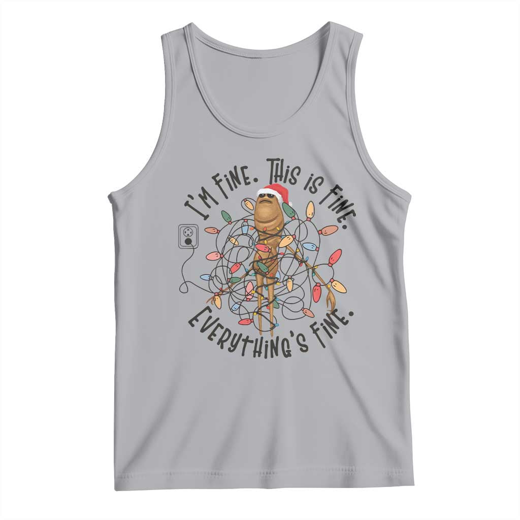 Marcus The Worm Christmas Meme Tank Top I'm Fine Everything is Fine - Wonder Print Shop