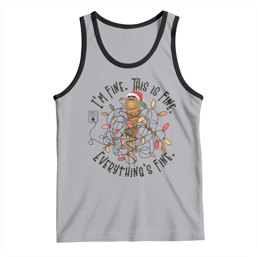 Marcus The Worm Christmas Meme Tank Top I'm Fine Everything is Fine - Wonder Print Shop