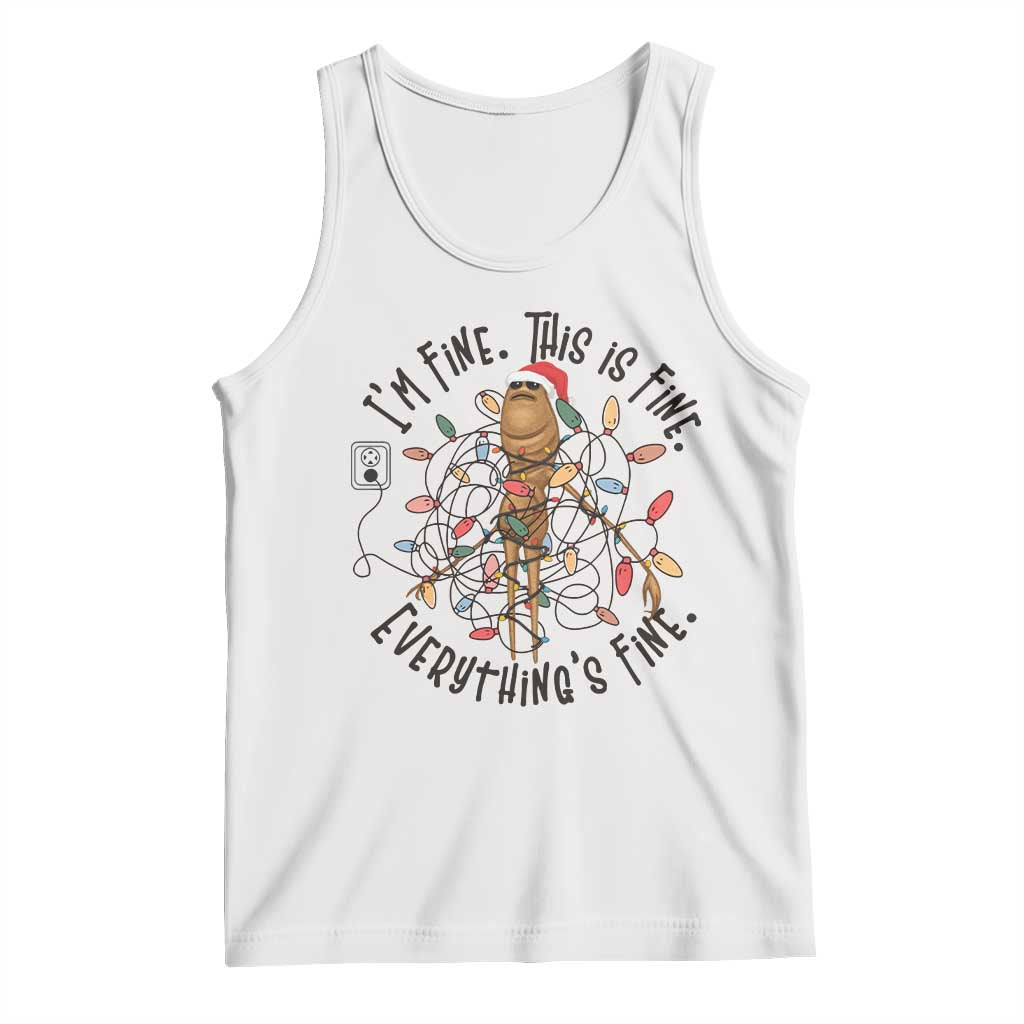 Marcus The Worm Christmas Meme Tank Top I'm Fine Everything is Fine - Wonder Print Shop