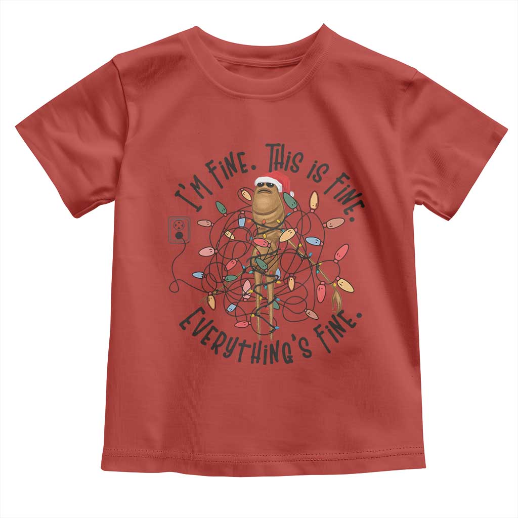 Marcus The Worm Christmas Meme Toddler T Shirt I'm Fine Everything is Fine - Wonder Print Shop