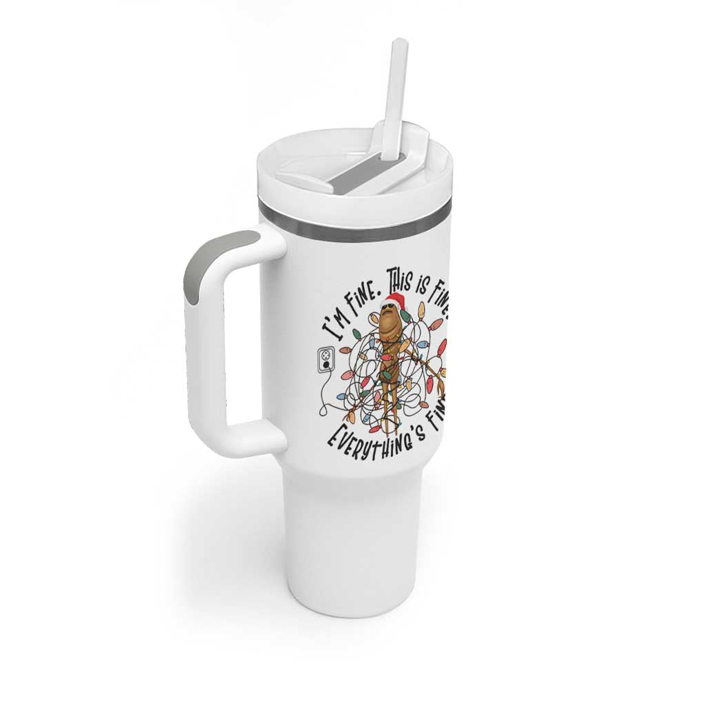 Marcus The Worm Christmas Meme Tumbler With Handle I'm Fine Everything is Fine - Wonder Print Shop