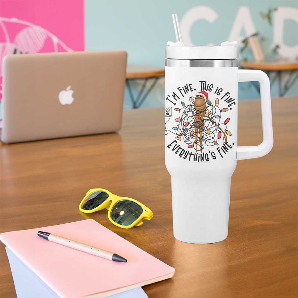 Marcus The Worm Christmas Meme Tumbler With Handle I'm Fine Everything is Fine - Wonder Print Shop