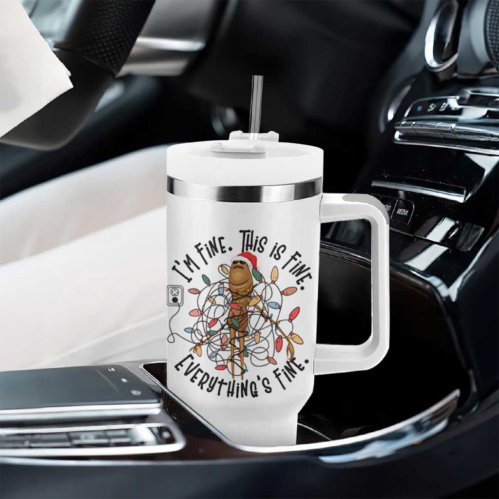 Marcus The Worm Christmas Meme Tumbler With Handle I'm Fine Everything is Fine - Wonder Print Shop