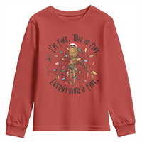 Marcus The Worm Christmas Meme Youth Sweatshirt I'm Fine Everything is Fine - Wonder Print Shop