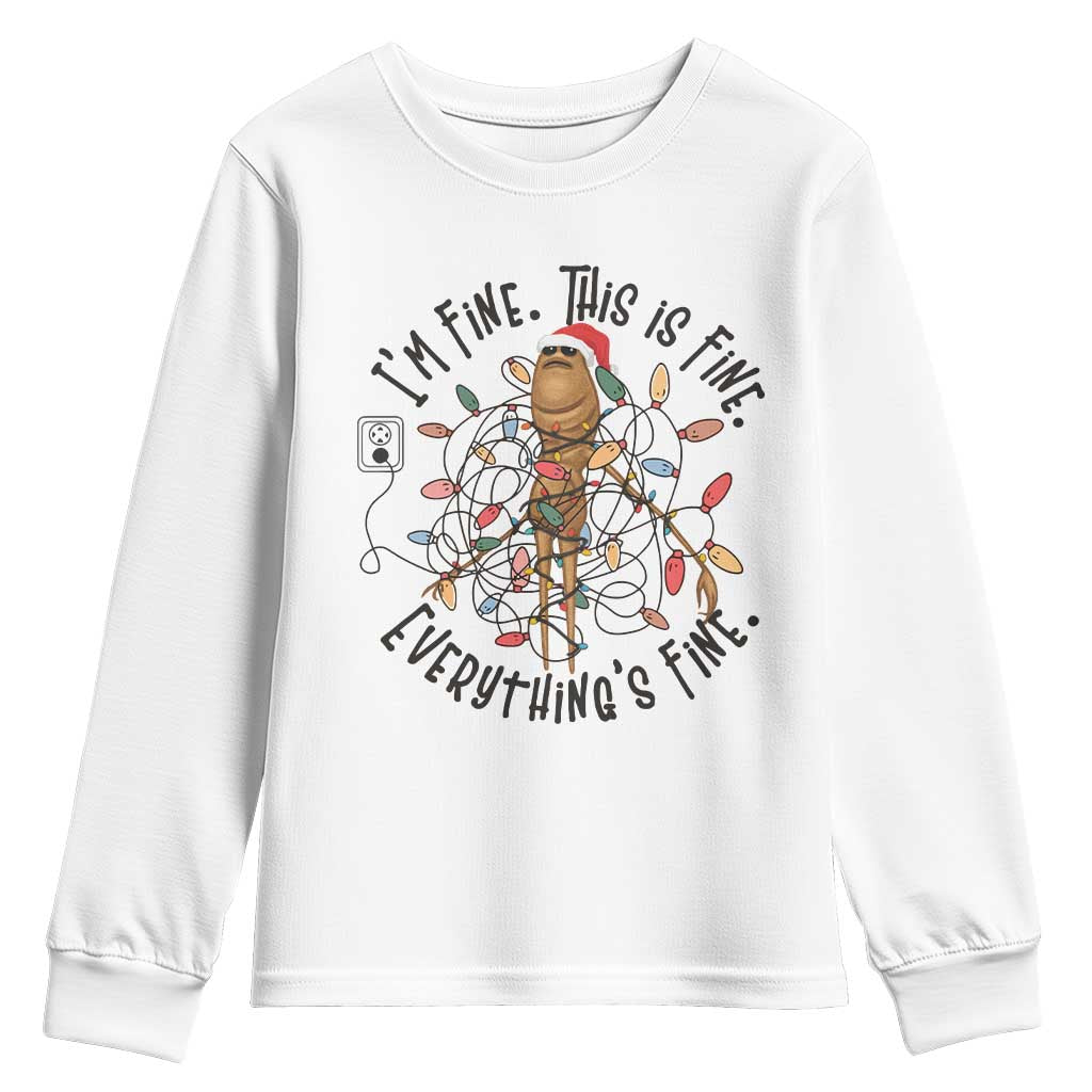 Marcus The Worm Christmas Meme Youth Sweatshirt I'm Fine Everything is Fine - Wonder Print Shop