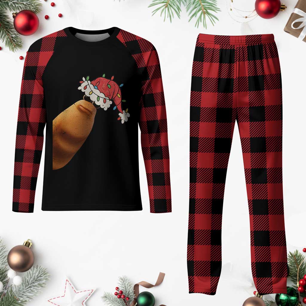 Marcus The Worm Christmas Plaid Pajama Set Funny Internet Brainrot Meme - Wonder Print Shop