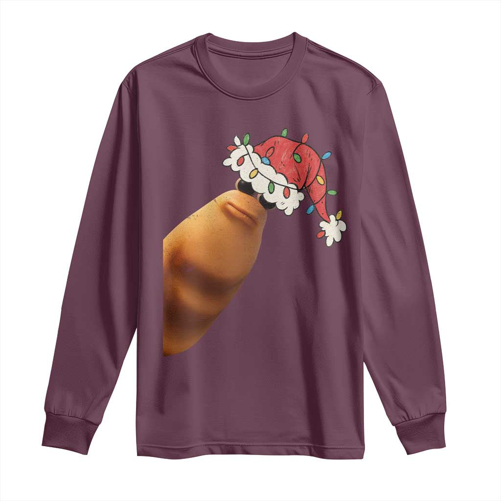 Marcus The Worm Christmas Long Sleeve Shirt Funny Internet Brainrot Meme - Wonder Print Shop