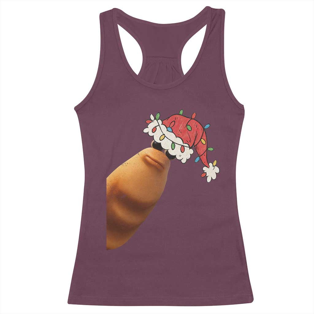 Marcus The Worm Christmas Racerback Tank Top Funny Internet Brainrot Meme - Wonder Print Shop
