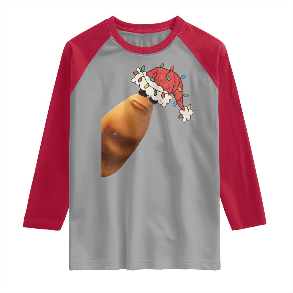 Marcus The Worm Christmas Raglan Shirt Funny Internet Brainrot Meme - Wonder Print Shop