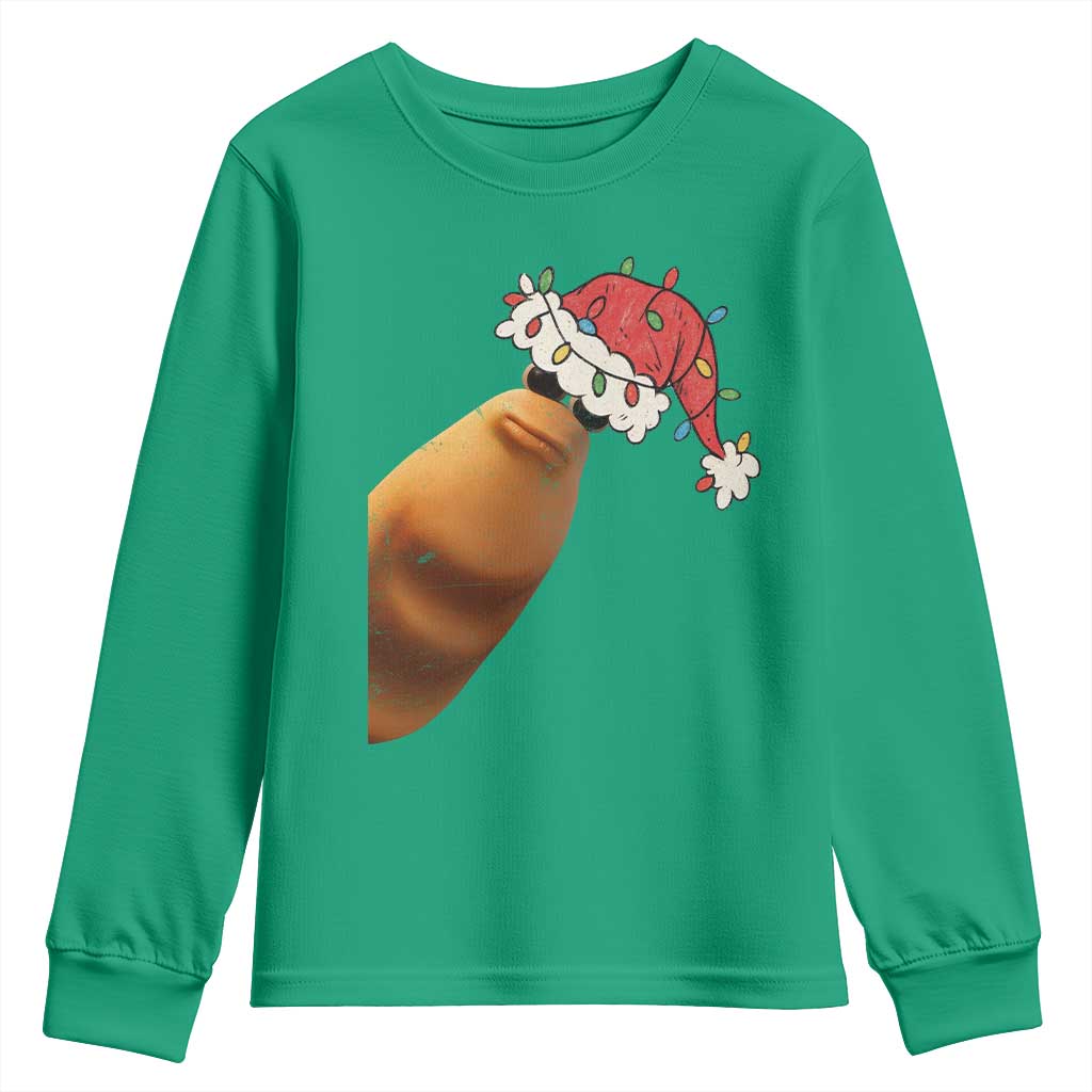 Marcus The Worm Christmas Youth Sweatshirt Funny Internet Brainrot Meme - Wonder Print Shop