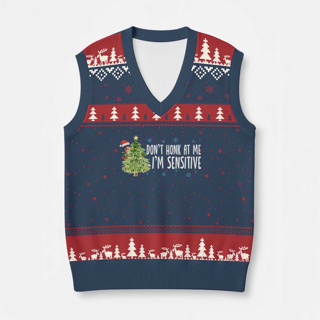 Xmas Marcus The Worm V-Neck Knit Sweater Vest Dont Honk At Me Im Sensitive Funny Brainrot Meme - Wonder Print Shop
