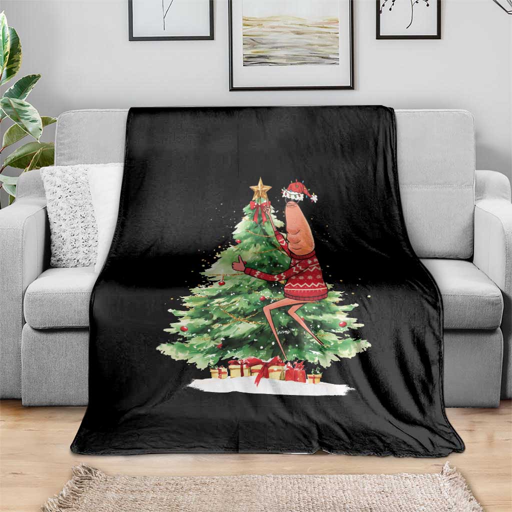 Marcus The Worm Christmas Throw Blanket Funny Brain Rot Meme - Wonder Print Shop