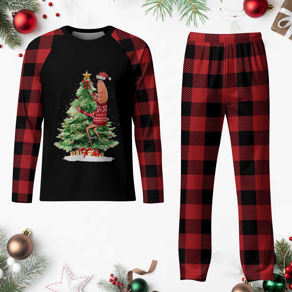 Marcus The Worm Christmas Plaid Pajama Set Funny Brain Rot Meme - Wonder Print Shop