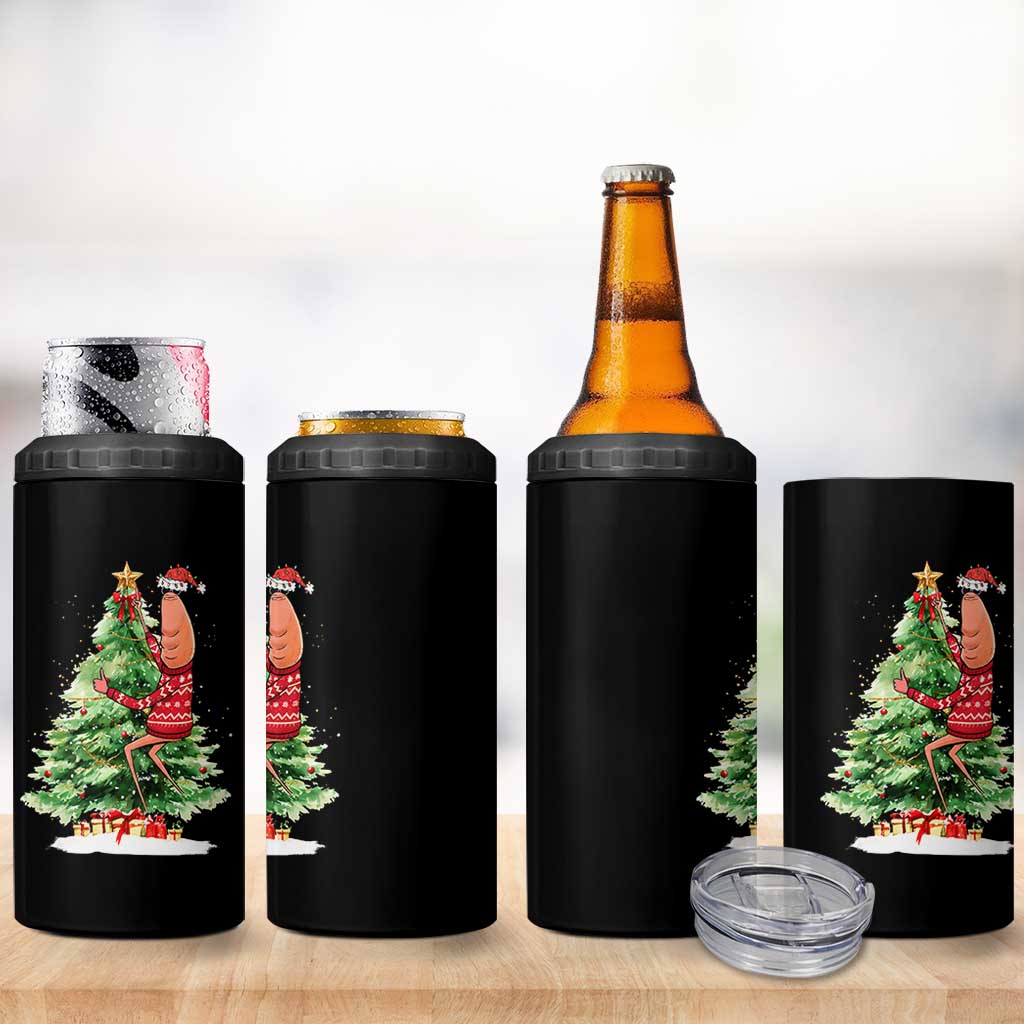 Marcus The Worm Christmas 4 in 1 Can Cooler Tumbler Funny Brain Rot Meme - Wonder Print Shop