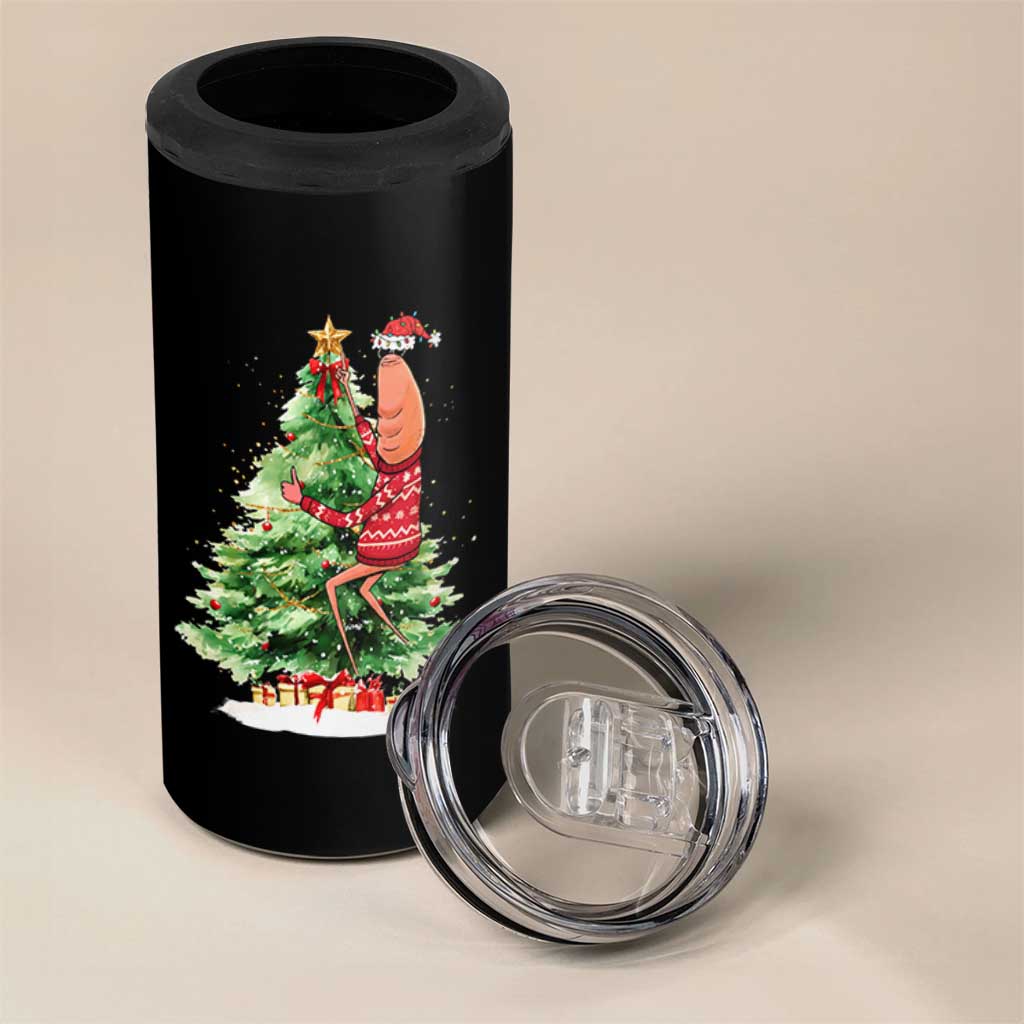 Marcus The Worm Christmas 4 in 1 Can Cooler Tumbler Funny Brain Rot Meme - Wonder Print Shop