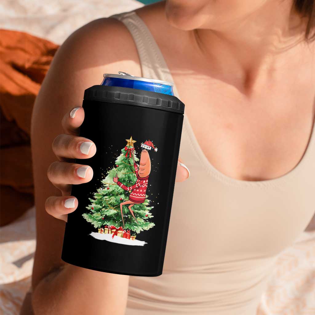 Marcus The Worm Christmas 4 in 1 Can Cooler Tumbler Funny Brain Rot Meme - Wonder Print Shop