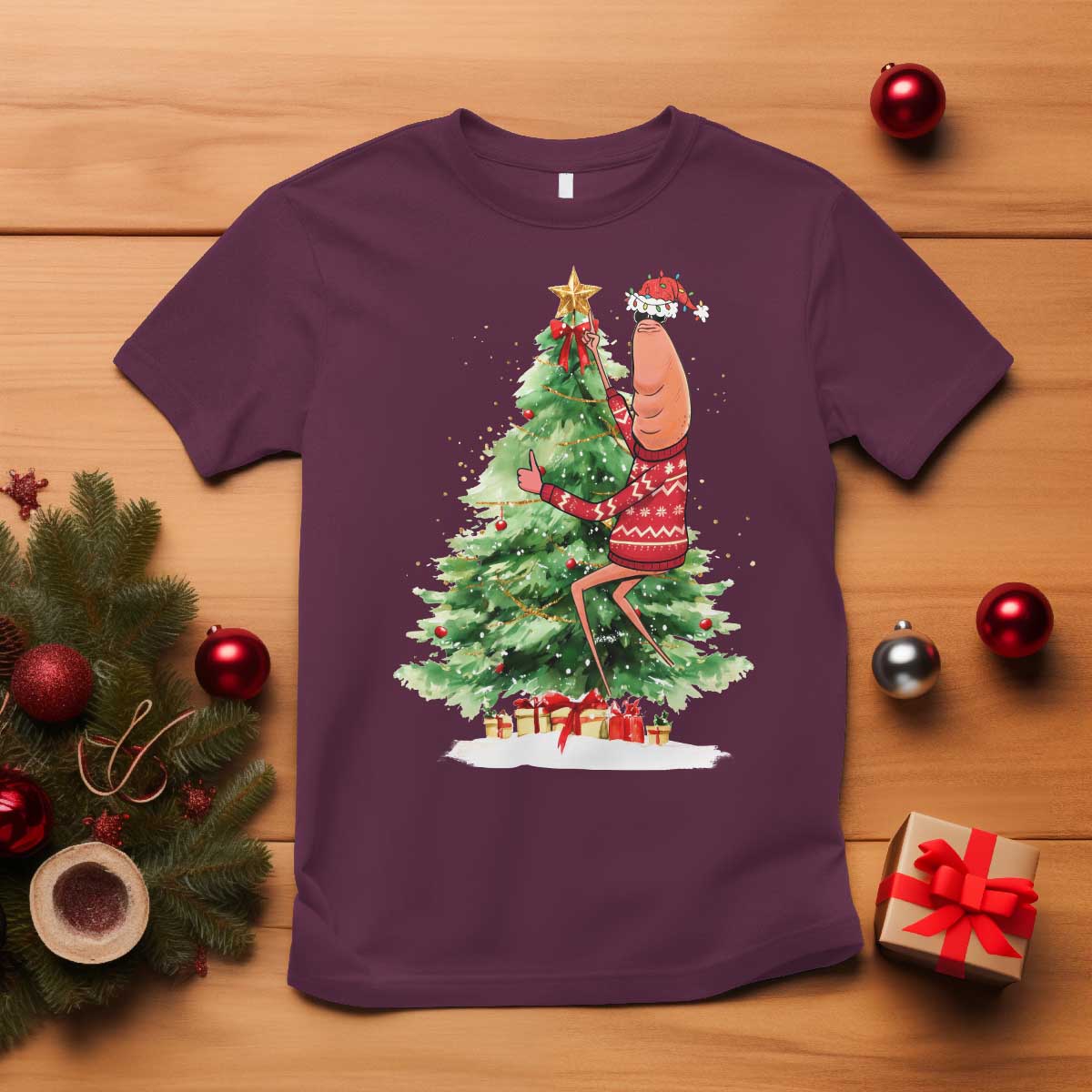 Marcus The Worm Christmas T Shirt Funny Brain Rot Meme - Wonder Print Shop