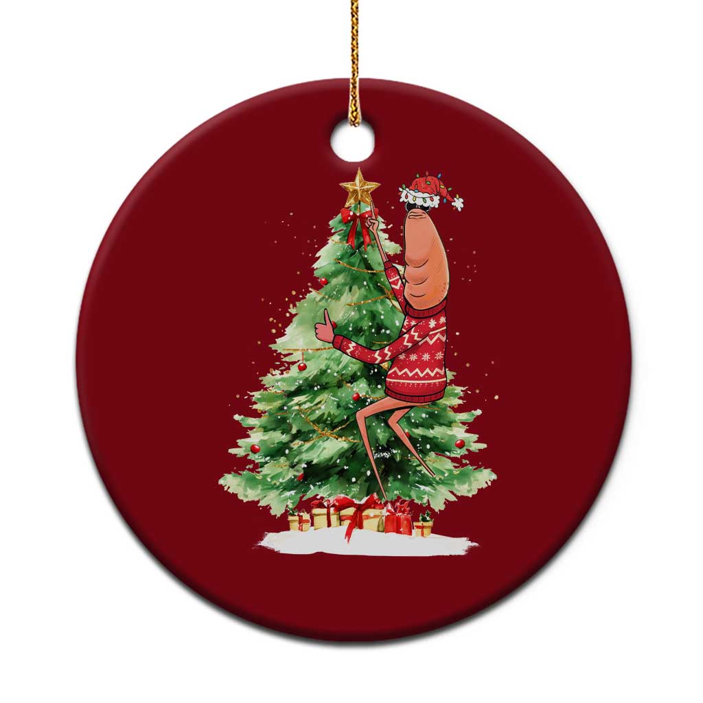 Marcus The Worm Christmas Ceramic Ornament Funny Brain Rot Meme - Wonder Print Shop