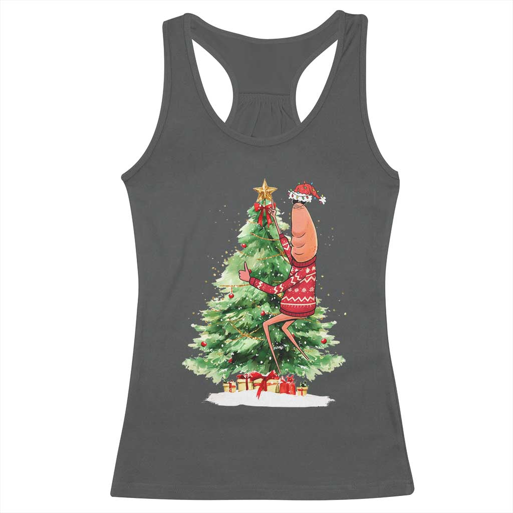 Marcus The Worm Christmas Racerback Tank Top Funny Brain Rot Meme - Wonder Print Shop