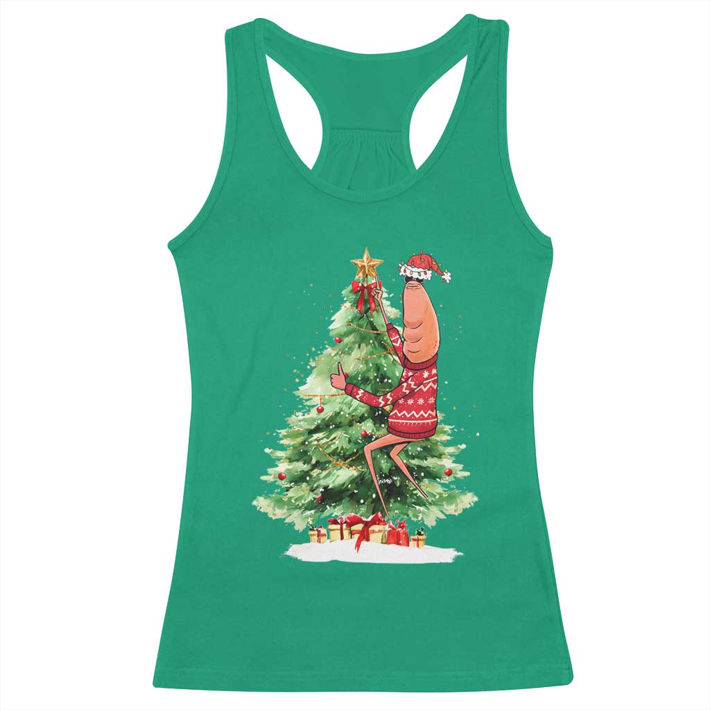 Marcus The Worm Christmas Racerback Tank Top Funny Brain Rot Meme - Wonder Print Shop