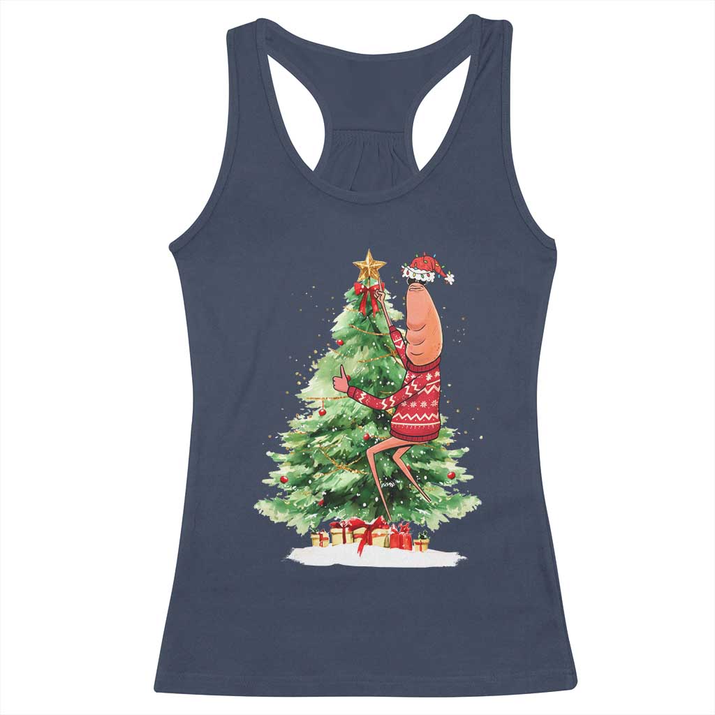 Marcus The Worm Christmas Racerback Tank Top Funny Brain Rot Meme - Wonder Print Shop