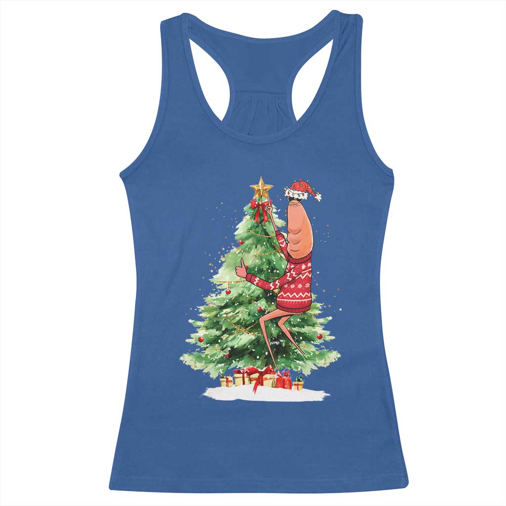 Marcus The Worm Christmas Racerback Tank Top Funny Brain Rot Meme - Wonder Print Shop