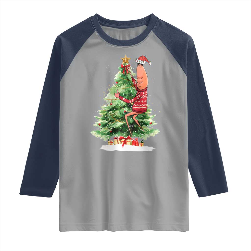 Marcus The Worm Christmas Raglan Shirt Funny Brain Rot Meme - Wonder Print Shop