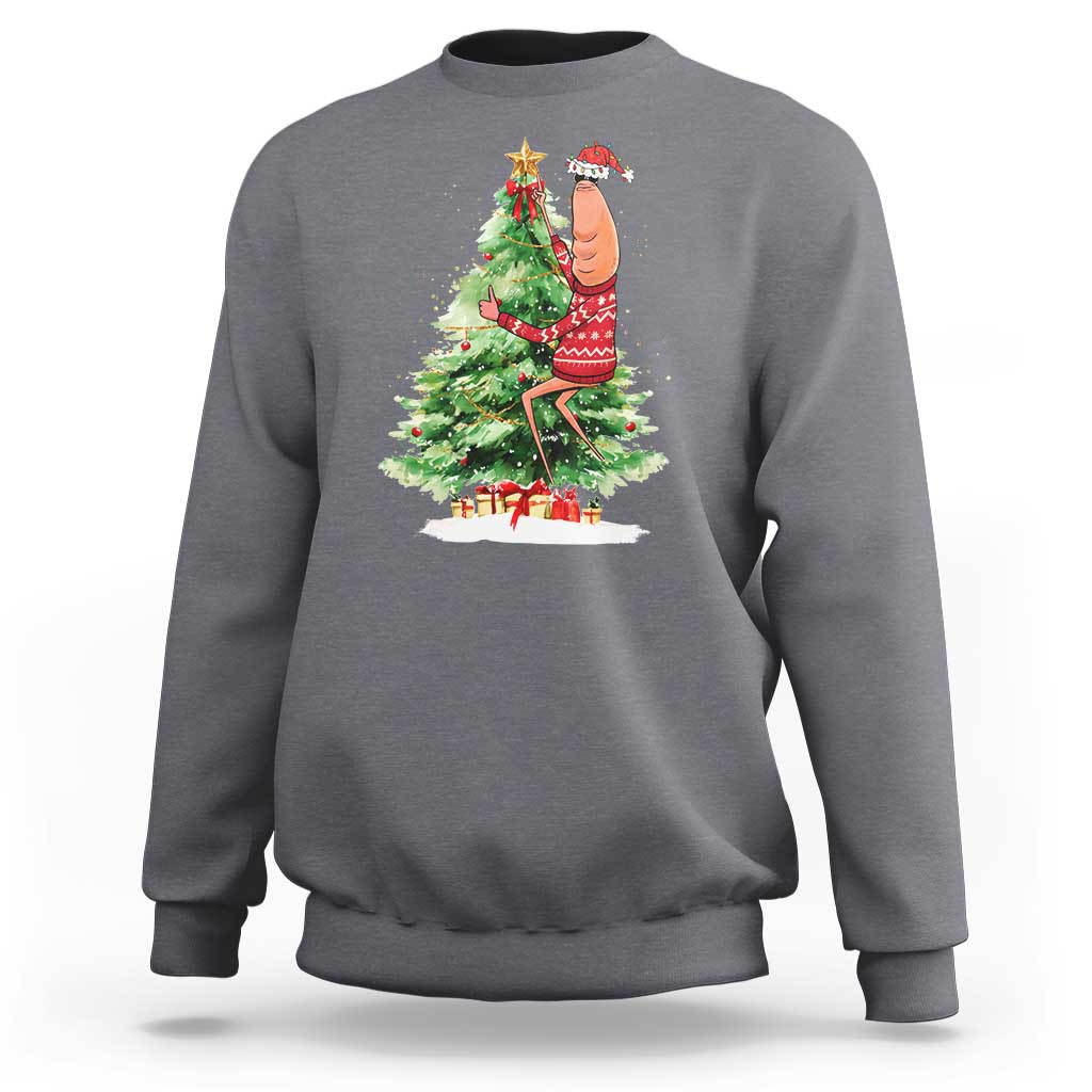 Marcus The Worm Christmas Sweatshirt Funny Brain Rot Meme - Wonder Print Shop