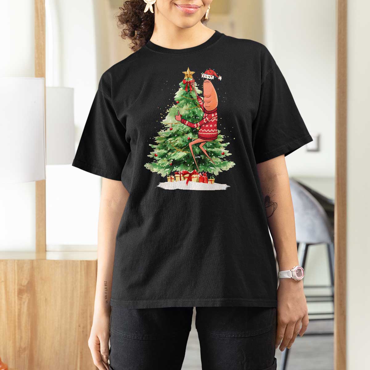 Marcus The Worm Christmas T Shirt For Women Funny Brain Rot Meme - Wonder Print Shop