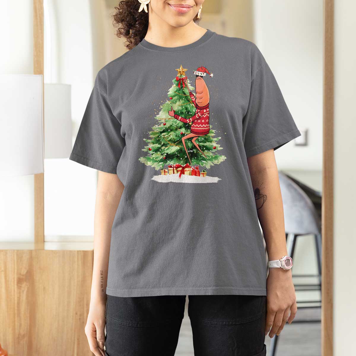 Marcus The Worm Christmas T Shirt For Women Funny Brain Rot Meme - Wonder Print Shop