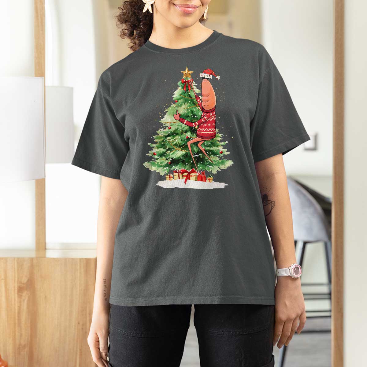Marcus The Worm Christmas T Shirt For Women Funny Brain Rot Meme - Wonder Print Shop