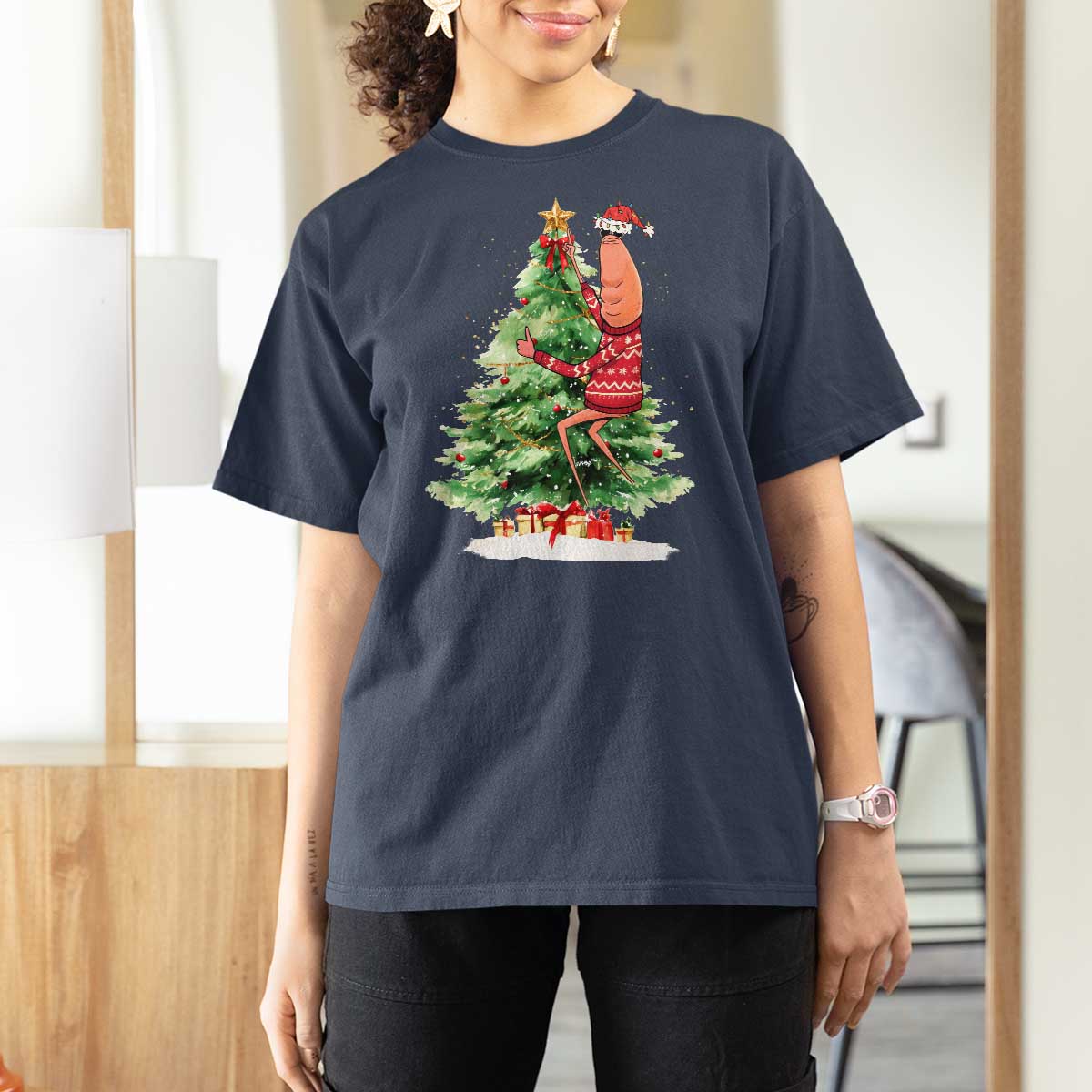 Marcus The Worm Christmas T Shirt For Women Funny Brain Rot Meme - Wonder Print Shop