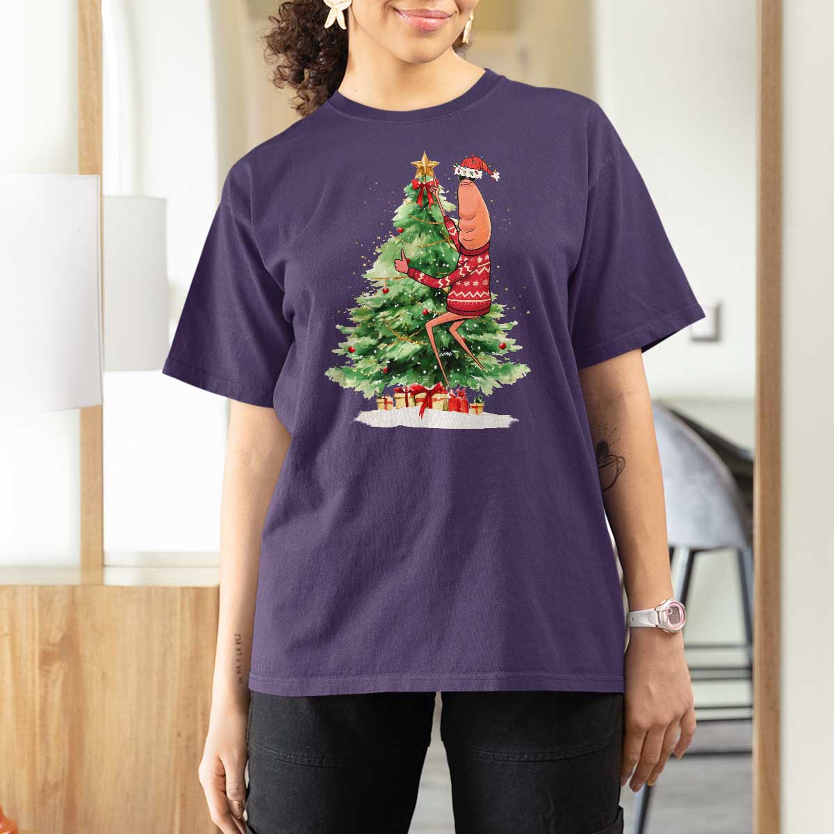 Marcus The Worm Christmas T Shirt For Women Funny Brain Rot Meme - Wonder Print Shop