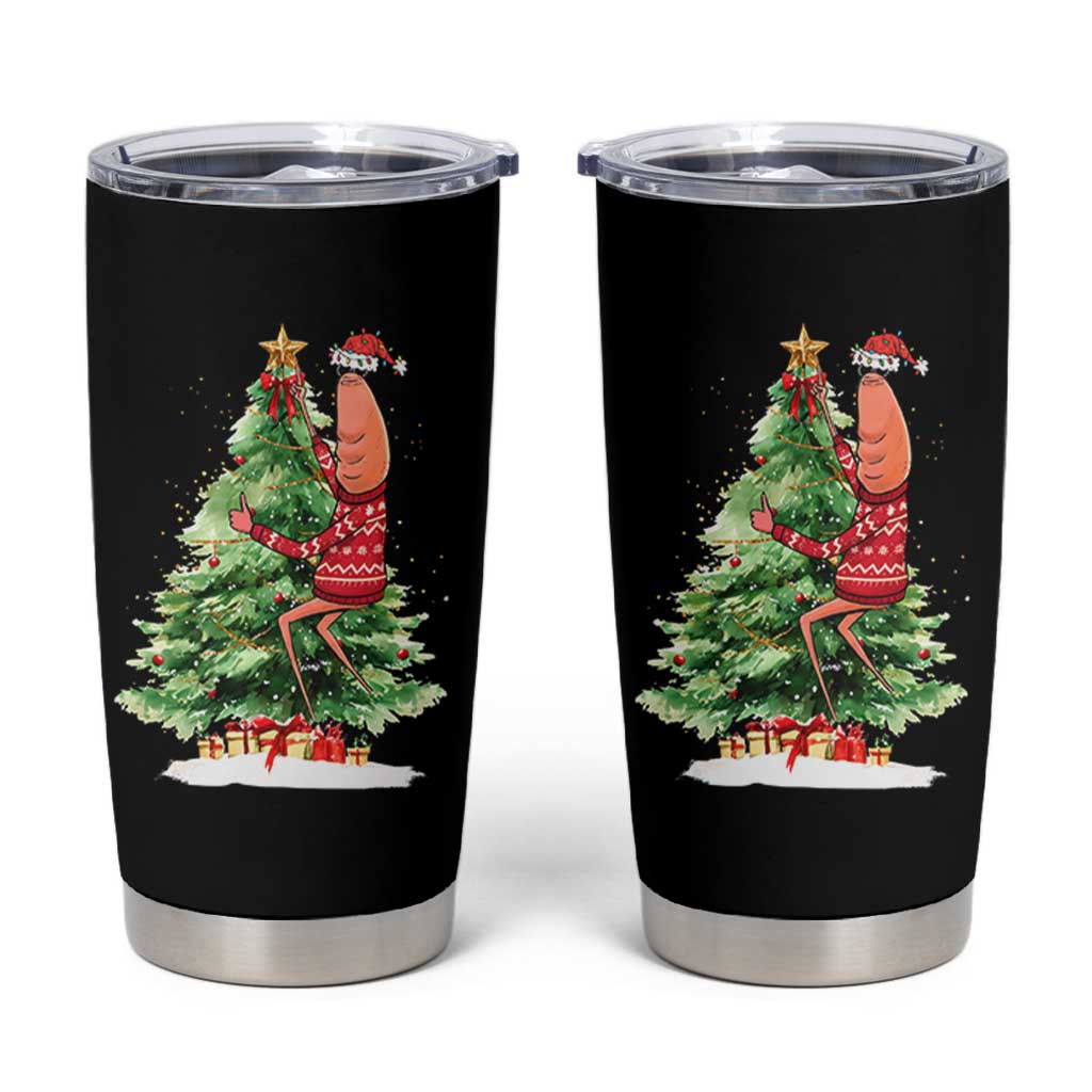 Marcus The Worm Christmas Tumbler Cup Funny Brain Rot Meme - Wonder Print Shop