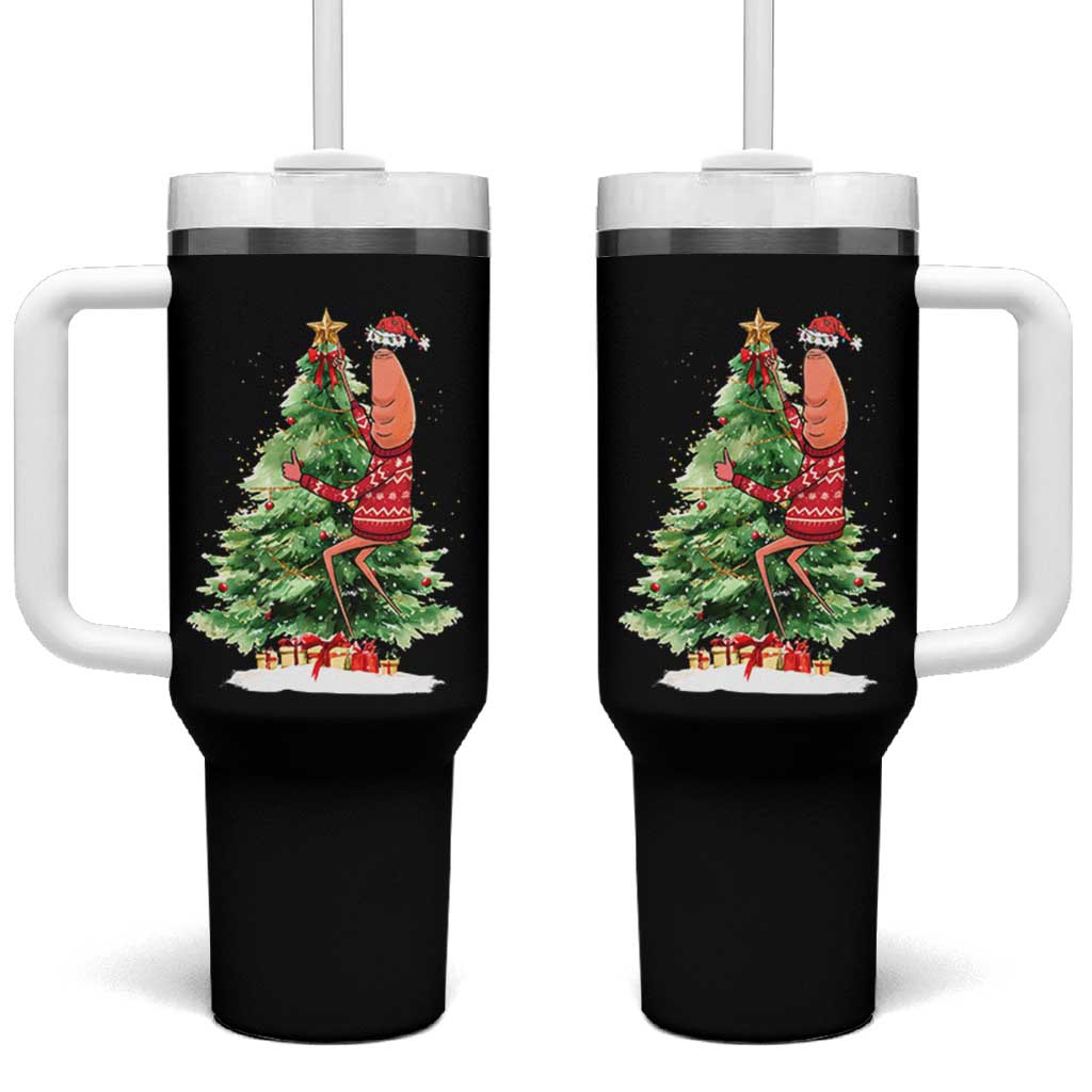 Marcus The Worm Christmas Tumbler With Handle Funny Brain Rot Meme - Wonder Print Shop
