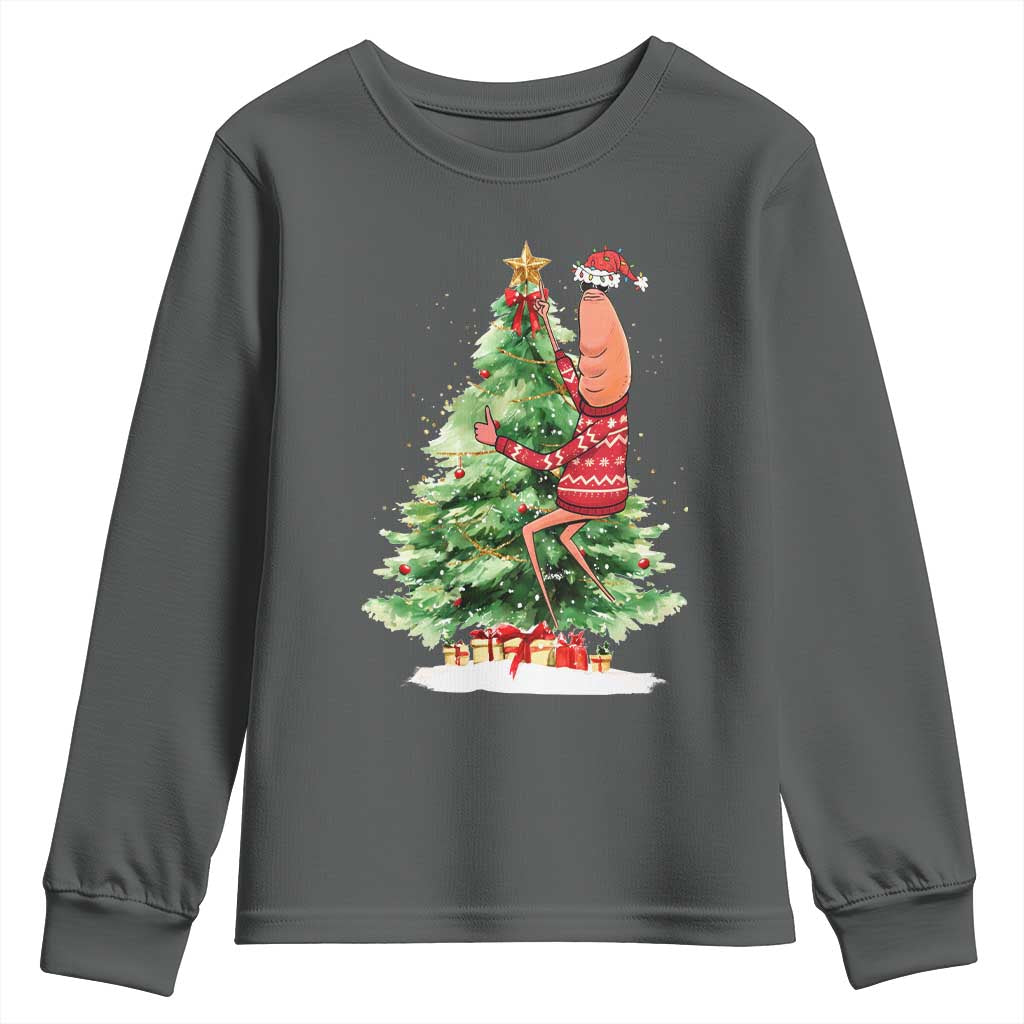 Marcus The Worm Christmas Youth Sweatshirt Funny Brain Rot Meme - Wonder Print Shop