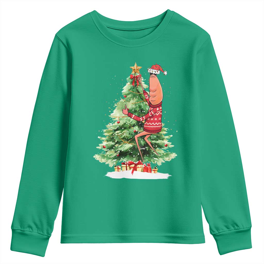 Marcus The Worm Christmas Youth Sweatshirt Funny Brain Rot Meme - Wonder Print Shop