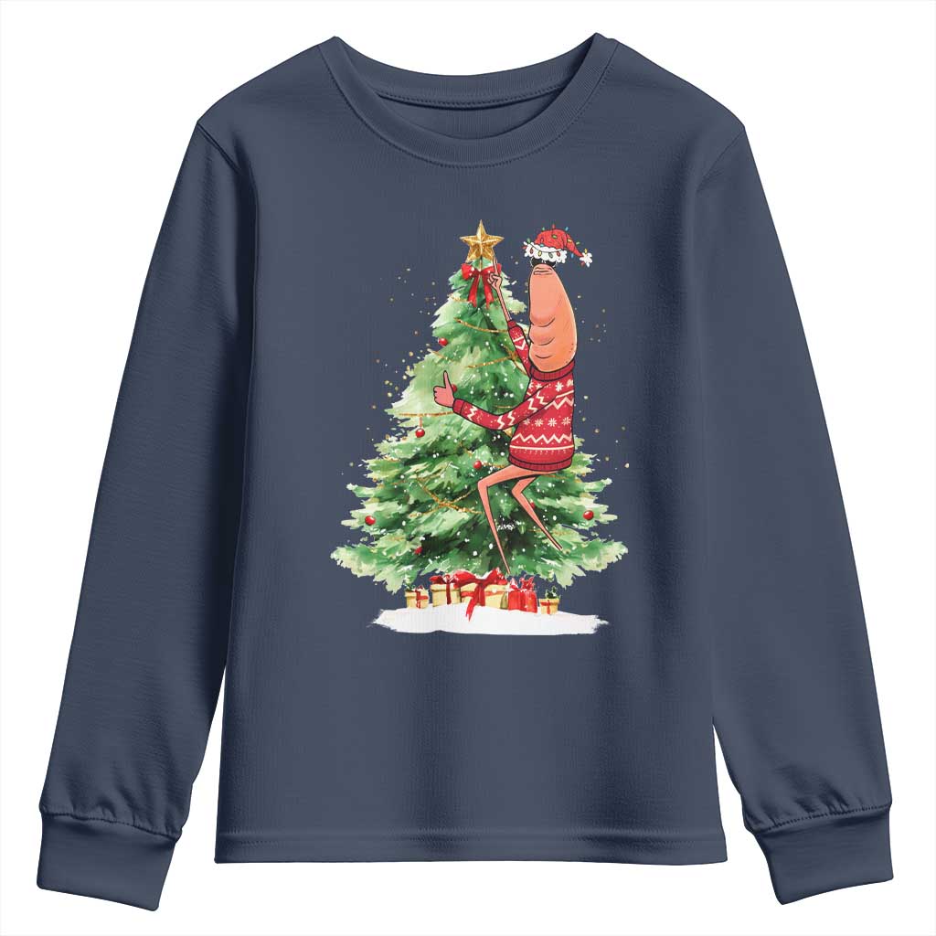 Marcus The Worm Christmas Youth Sweatshirt Funny Brain Rot Meme - Wonder Print Shop