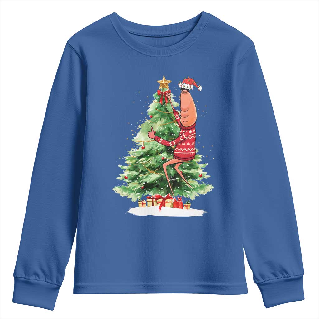 Marcus The Worm Christmas Youth Sweatshirt Funny Brain Rot Meme - Wonder Print Shop