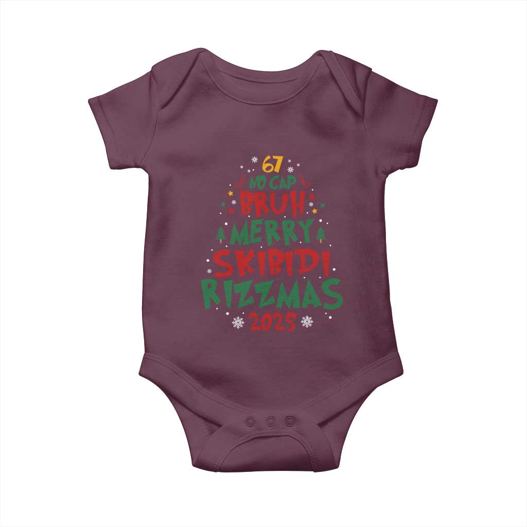 Funny Six Seven 67 Meme Christmas Tree Baby Onesie Funny 6 7 Bruh Gen Alpha Slang Viral Meme - Wonder Print Shop